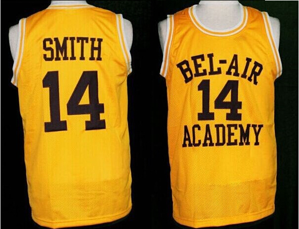 Will Smith Basketball Jersey Fresh Prince Jersey #14 Bel Air Academy Jersey Double Stitched Jersey Yellow 