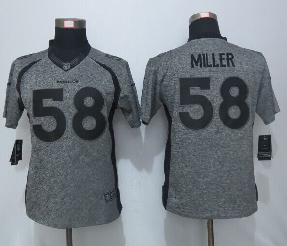 Women New Nike Denver Broncos 58 Miller Gray Mens Stitched Gridiron Gray Limited Jersey  