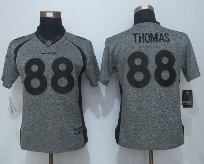 Women New Nike Denver Broncos 88 Thomas Gray Mens Stitched Gridiron Gray Limited Jersey  