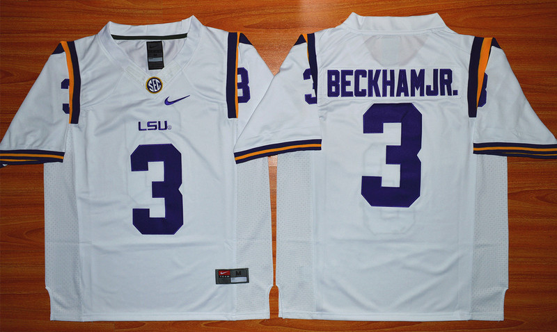 2015 LSU Tigers Odell Beckham Jr. 3 NCAA Football Jersey - White 
