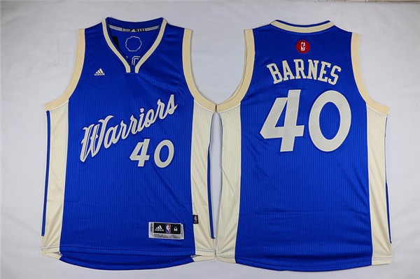 NBA Golden State Warriors #40 Barnes Blue Christmas Jersey