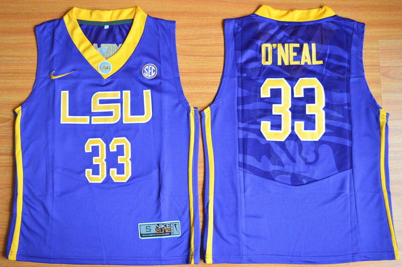 Youth LSU Tigers Shaquille ONeal 33 NCAA Basketball Elite Jersey - Purple 