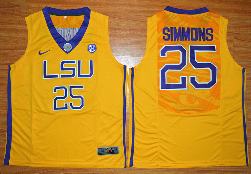 LSU Tigers Ben Simmons 25 NCAA Basketball Elite Jersey - Gold 