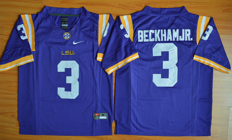 2015 LSU Tigers Odell Beckham Jr. 3 NCAA Football Jersey - Purple 