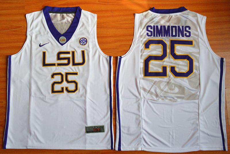 LSU Tigers Ben Simmons 25 NCAA Basketball Elite Jersey - White 