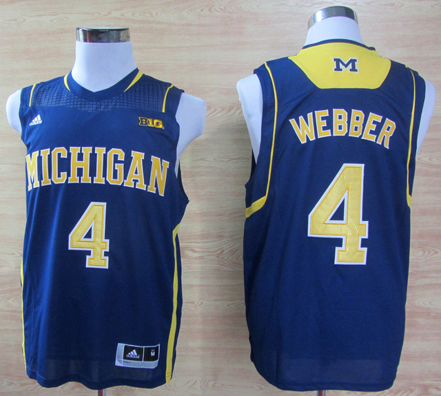 Adidas Michigan Wolverines Chirs Webber 4 Basketball Authentic Jerseys - Blue 