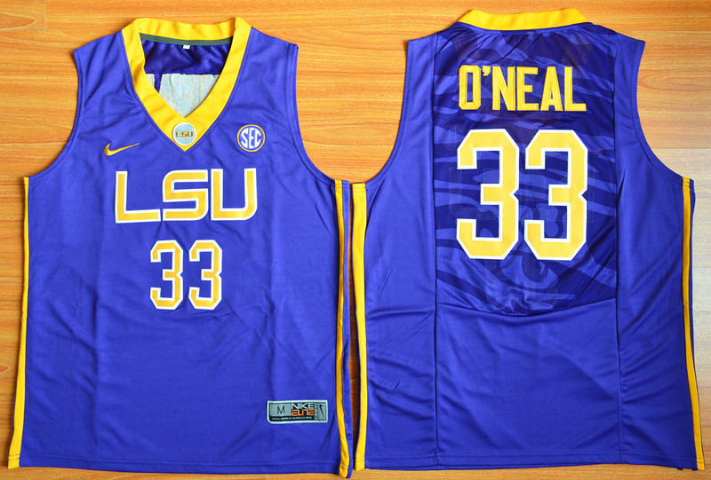 LSU Tigers Shaquille ONeal 33 NCAA Basketball Elite Jersey - Purple 