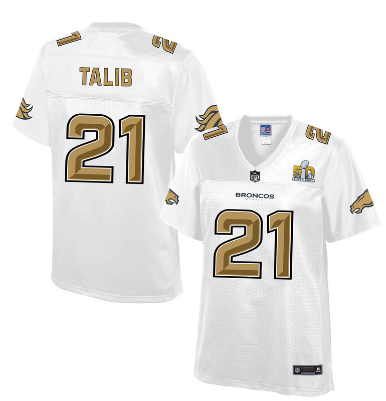 Women Denver Broncos #21 Talib Pro Line White Super Bowl 50 Fashion Jersey