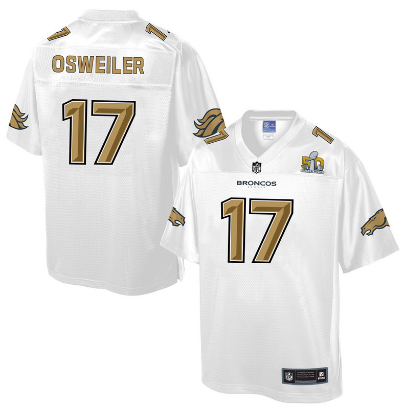 Mens Denver Broncos #17 Osweiler Pro Line White Super Bowl 50 Fashion Jersey