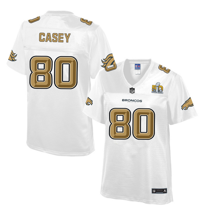 Women Denver Broncos #80 Casey Pro Line White Super Bowl 50 Fashion Jersey