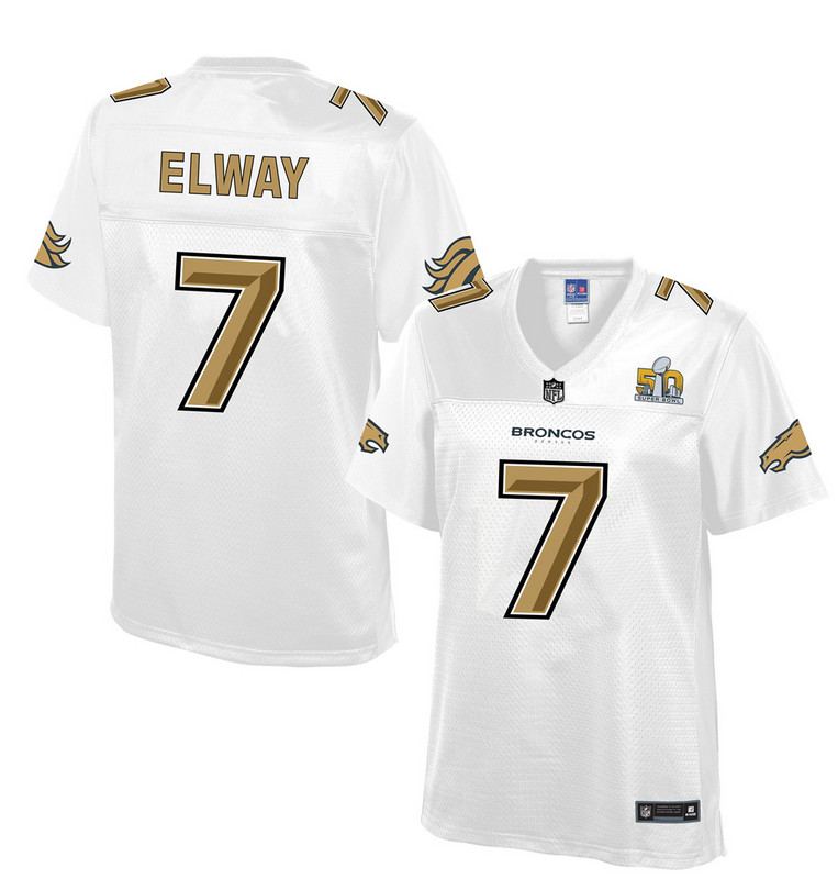 Women Denver Broncos #7 Elway Pro Line White Super Bowl 50 Fashion Jersey