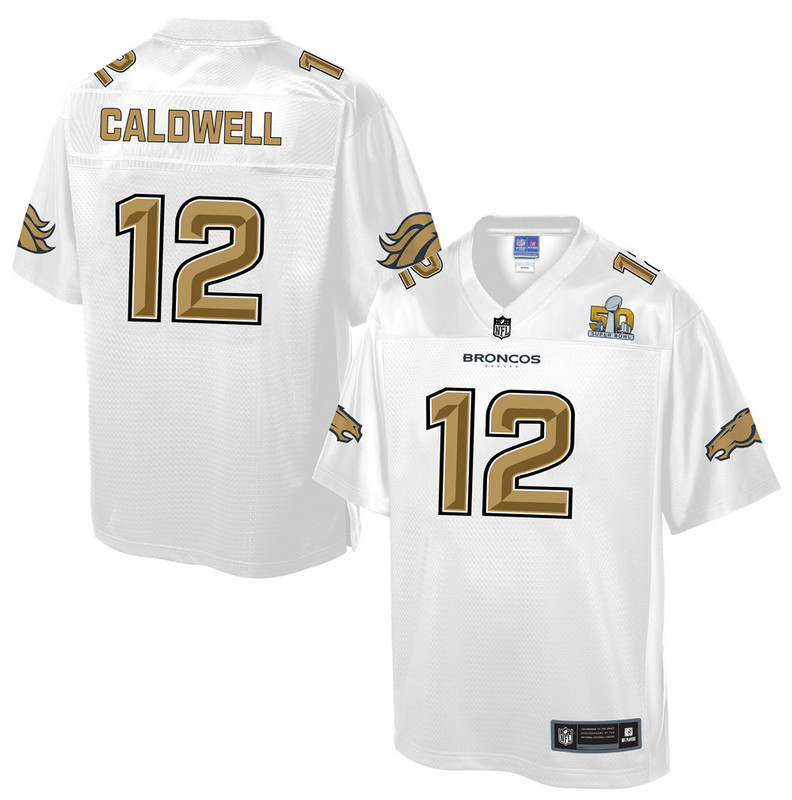 Youth Denver Broncos #12 Caldwell Pro Line White Super Bowl 50 Fashion Jersey