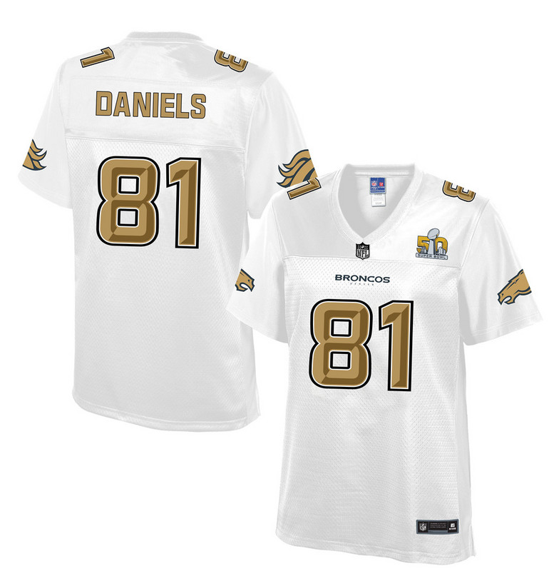 Women Denver Broncos #81 Daniels Pro Line White Super Bowl 50 Fashion Jersey