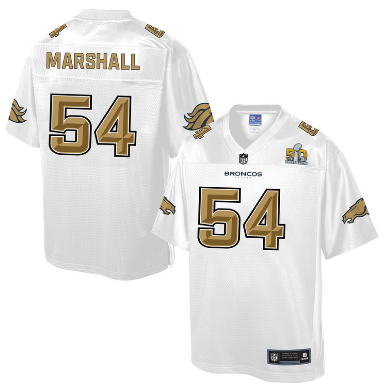 Youth Denver Broncos #54 Marshall Pro Line White Super Bowl 50 Fashion Jersey