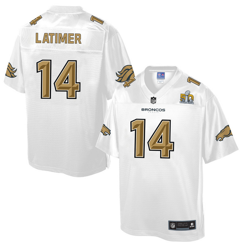Youth Denver Broncos #14 Latimer Pro Line White Super Bowl 50 Fashion Jersey