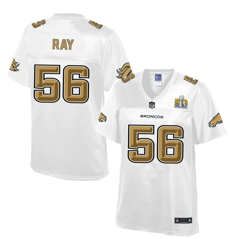 Women Denver Broncos #56 Ray Pro Line White Super Bowl 50 Fashion Jersey