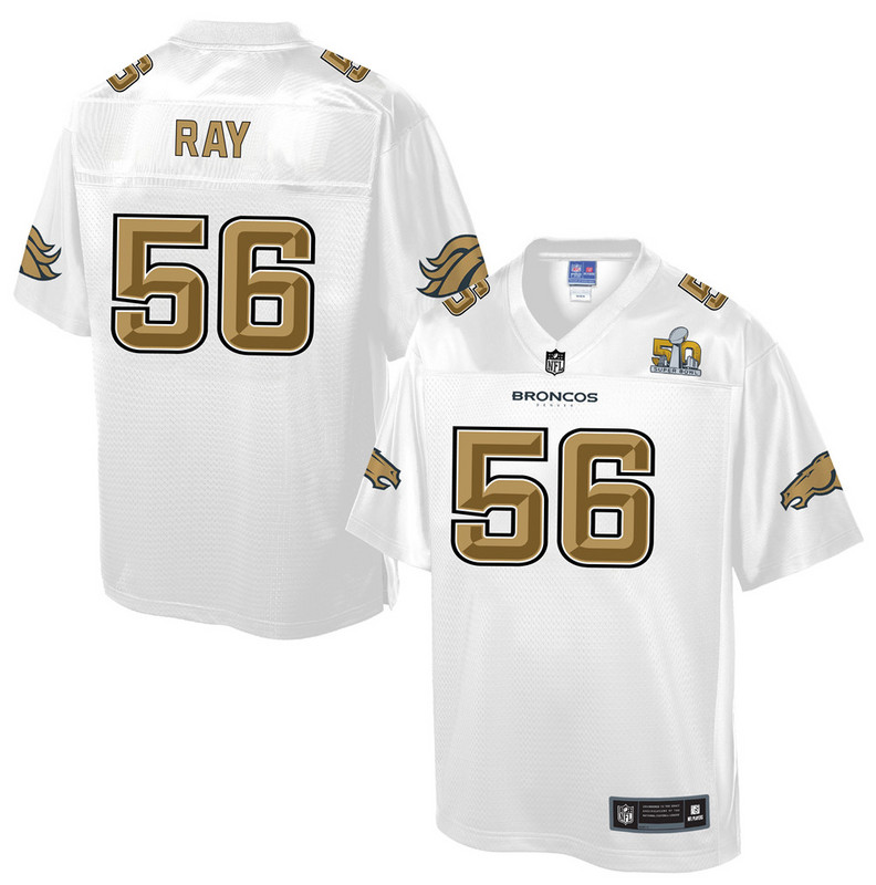 Mens Denver Broncos #56 Ray Pro Line White Super Bowl 50 Fashion Jersey