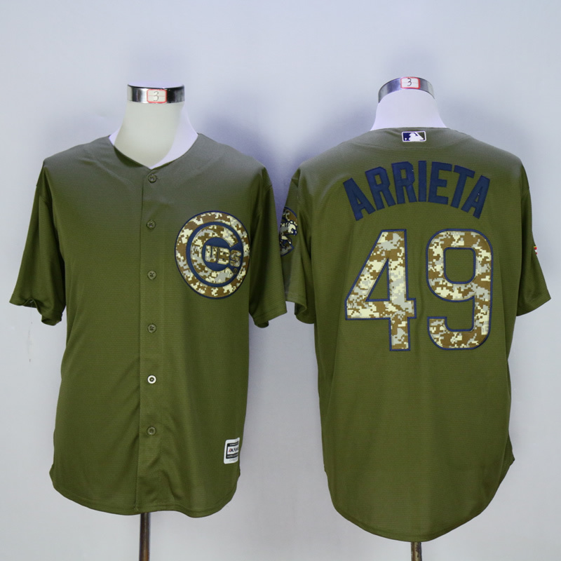 MLB Chicago Cubs #49 Arrieta Salute To Service Green Jersey