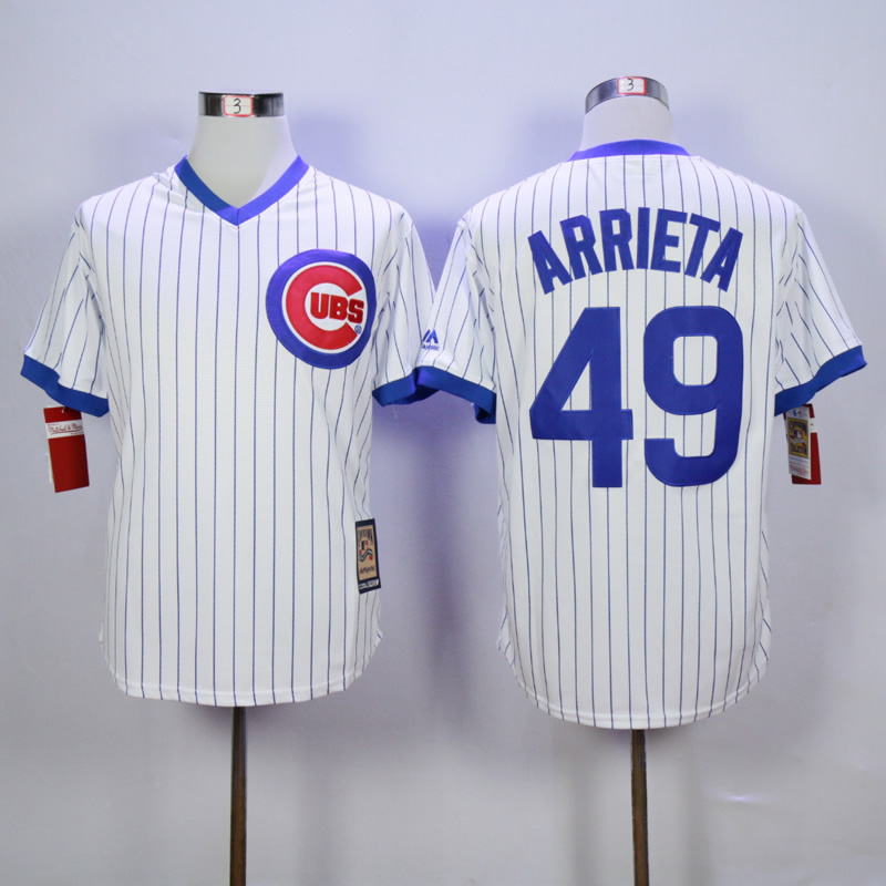 MLB Chicago Cubs #49 Arrieta White Pinstripe Pullover Jersey