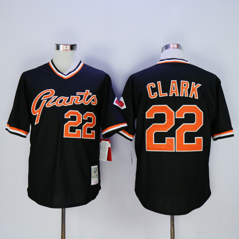 MLB San Francisco Giants #22 Clark Black Throwback Pullover Jersey