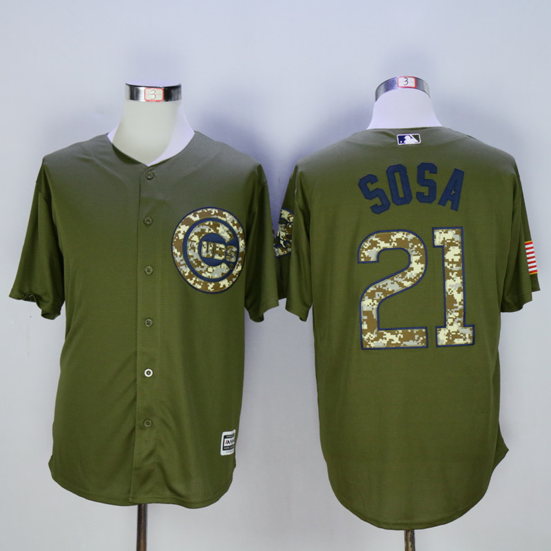 MLB Chicago Cubs #21 Sosa Salute To Service Green Jersey