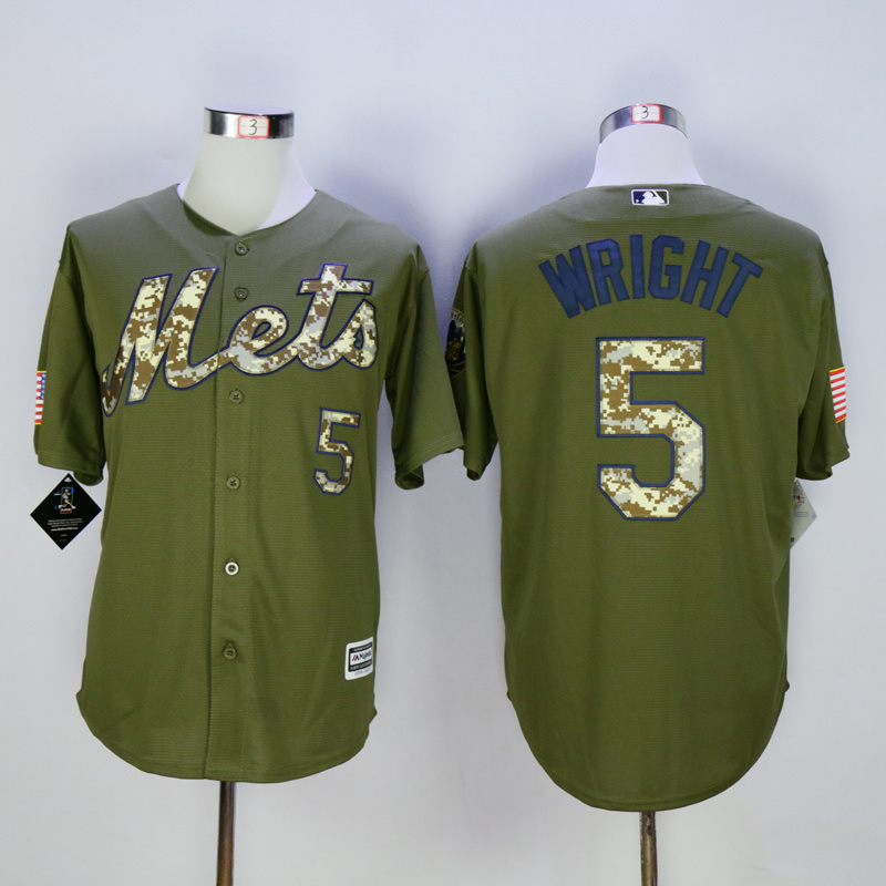 MLB New York Mets #5 Wright Salute To Service Green Jersey