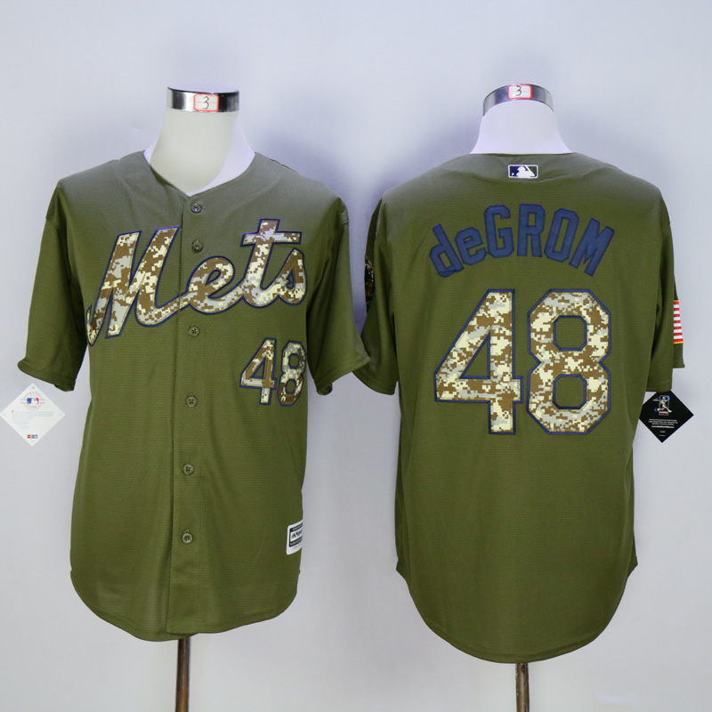 MLB New York Mets #48 deGrom Salute To Service Green Jersey