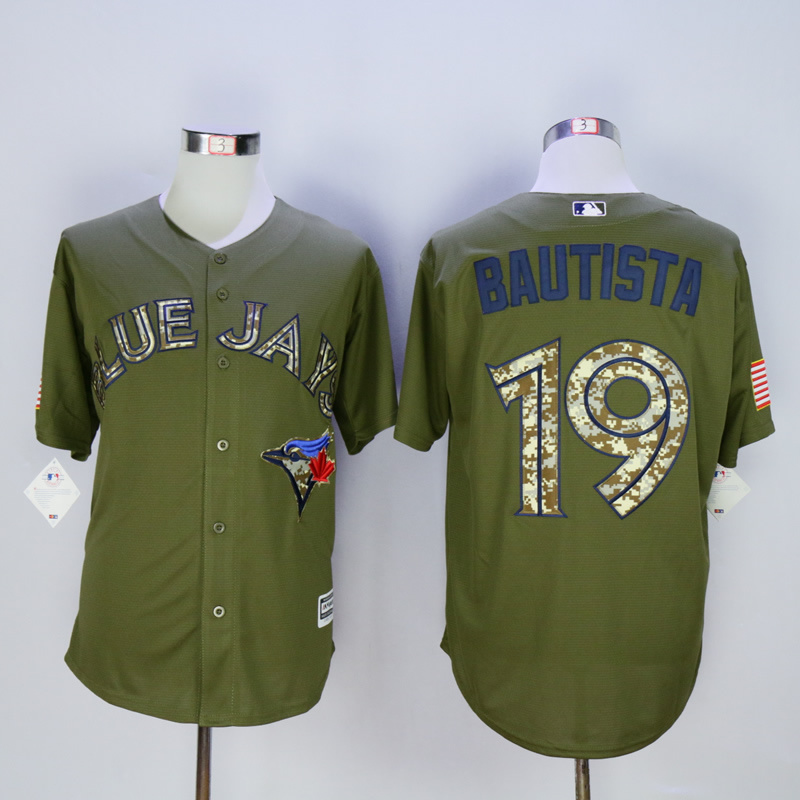 MLB Toronto Blue Jays #19 Bautista Salute To Service Green Jersey