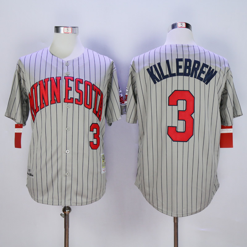 MLB Minnesota twins #3 Harmon Killebrew Throwback Grey 1987 Jersey