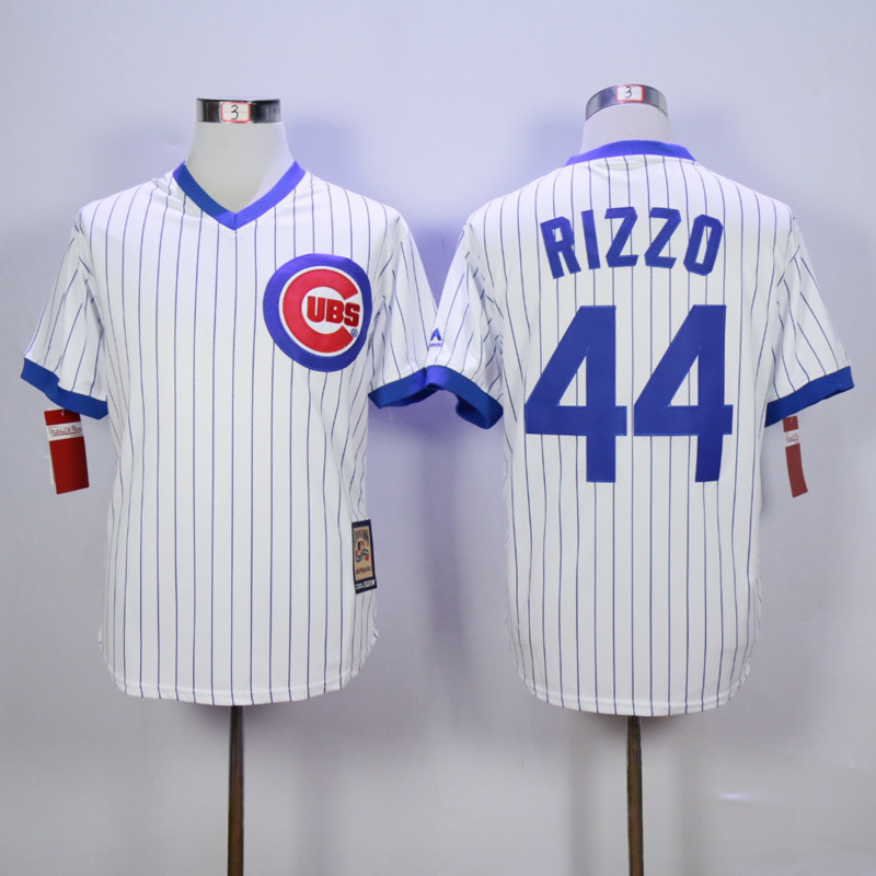 MLB Chicago Cubs #44 Rizzo White Pinstripe Pullover Jersey