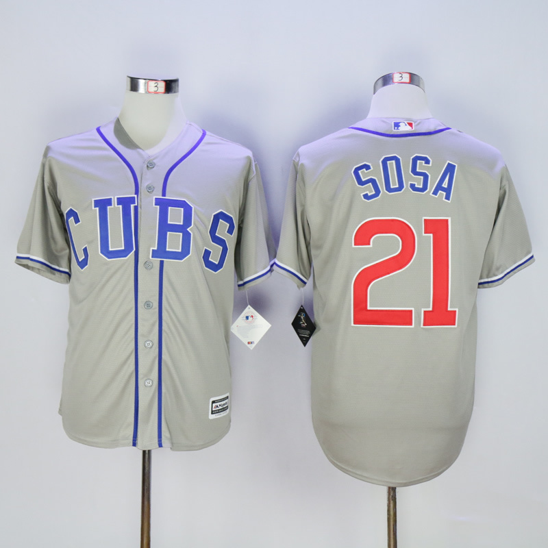 MLB Chicago Cubs #21 Sosa Grey Jersey