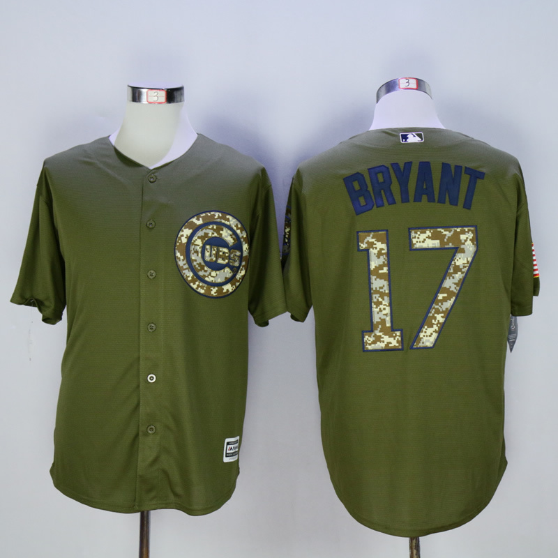 MLB Chicago Cubs #17 Bryant Salute To Service Green Jersey