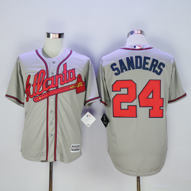 MLB Atlanta Braves #24 Sanders Grey Jersey