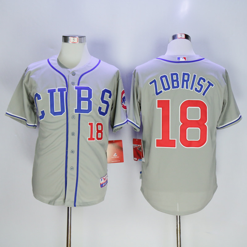 MLB Chicago Cubs #18 Zobrist Grey New Jersey