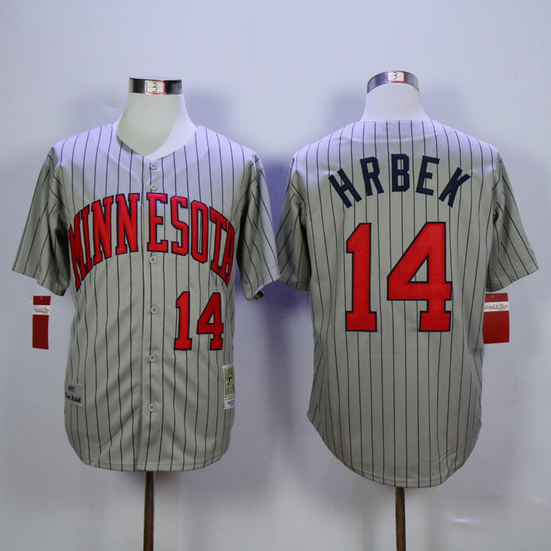 MLB Minnesota Twins #14 Kent Hrbek Grey M&N 1987 Jersey