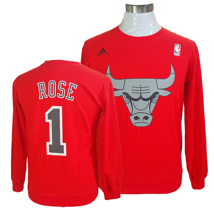 NBA Chicago Bulls #1 Rose Red Long-Sleeve T-Shirt