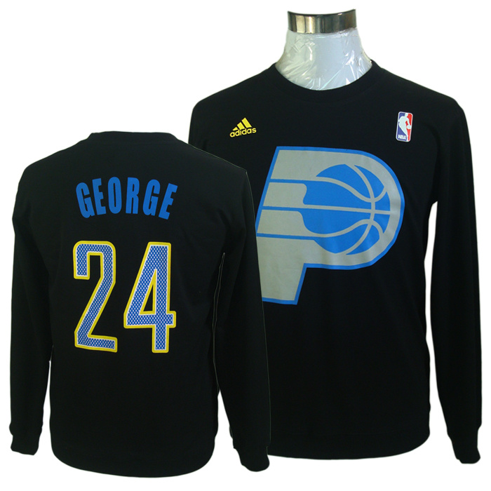 NBA Indiana Pacers #24 George Long-Sleeve Black T-Shirt