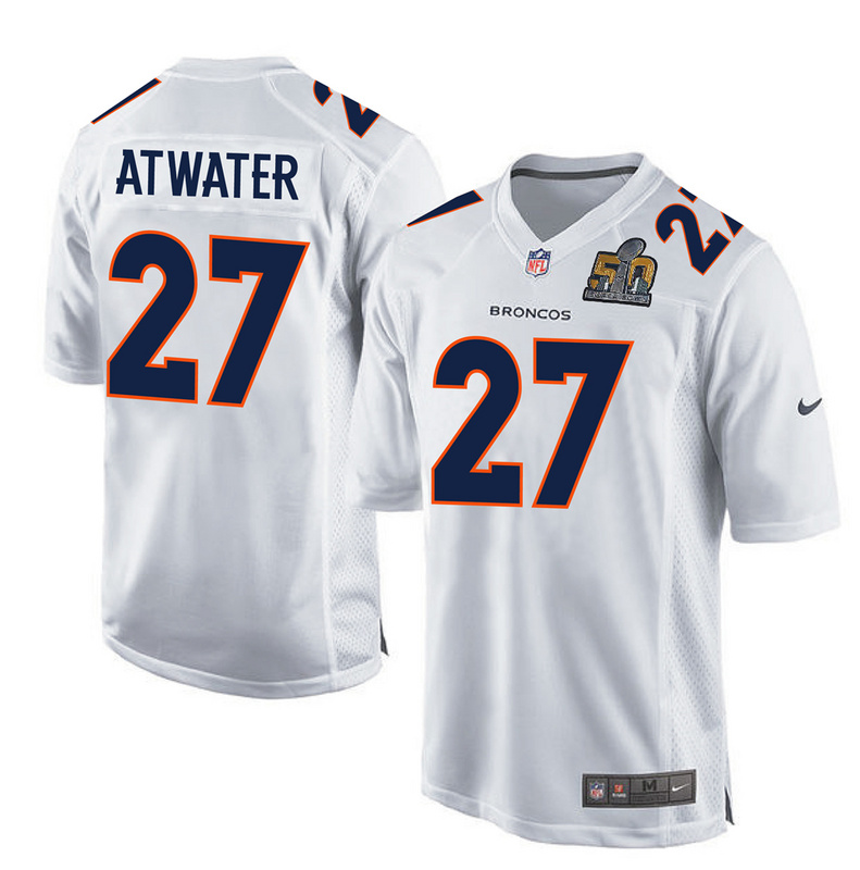 NFL Denver Broncos #27 Atwater White Jersey with Superbowl Patch