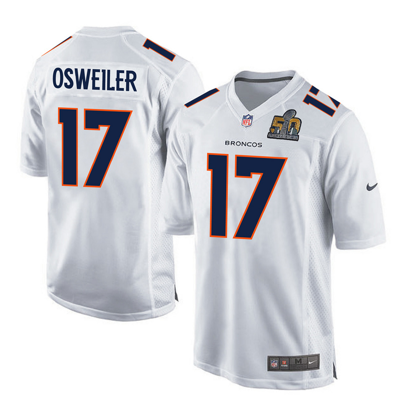 NFL Denver Broncos #17 Osweiler White Jersey with Superbowl Patch