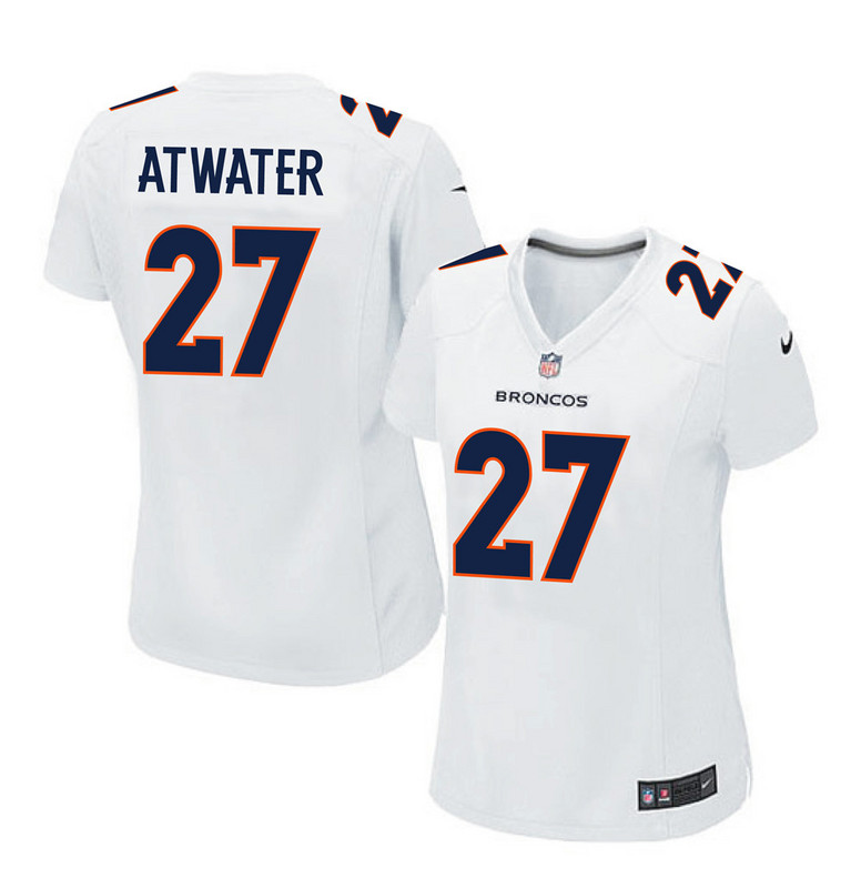 NFL Denver Broncos #27 Atwater White Women Jersey