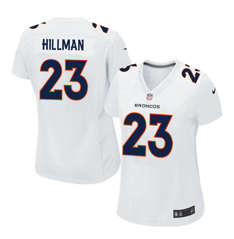 NFL Denver Broncos #23 Hillman White Women Jersey