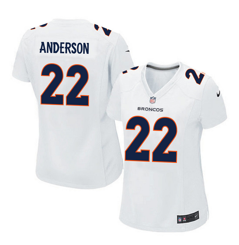 NFL Denver Broncos #22 Anderson White Women Jersey