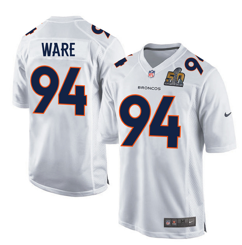 NFL Denver Broncos #94 Ware White Jersey with Superbowl Patch