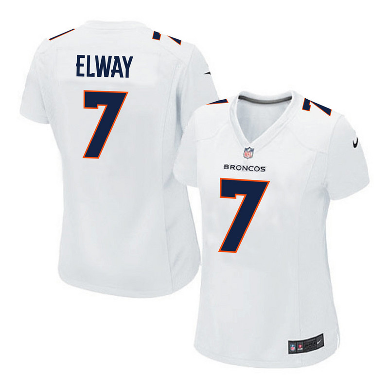 NFL Denver Broncos #7 Elway White Women Jersey