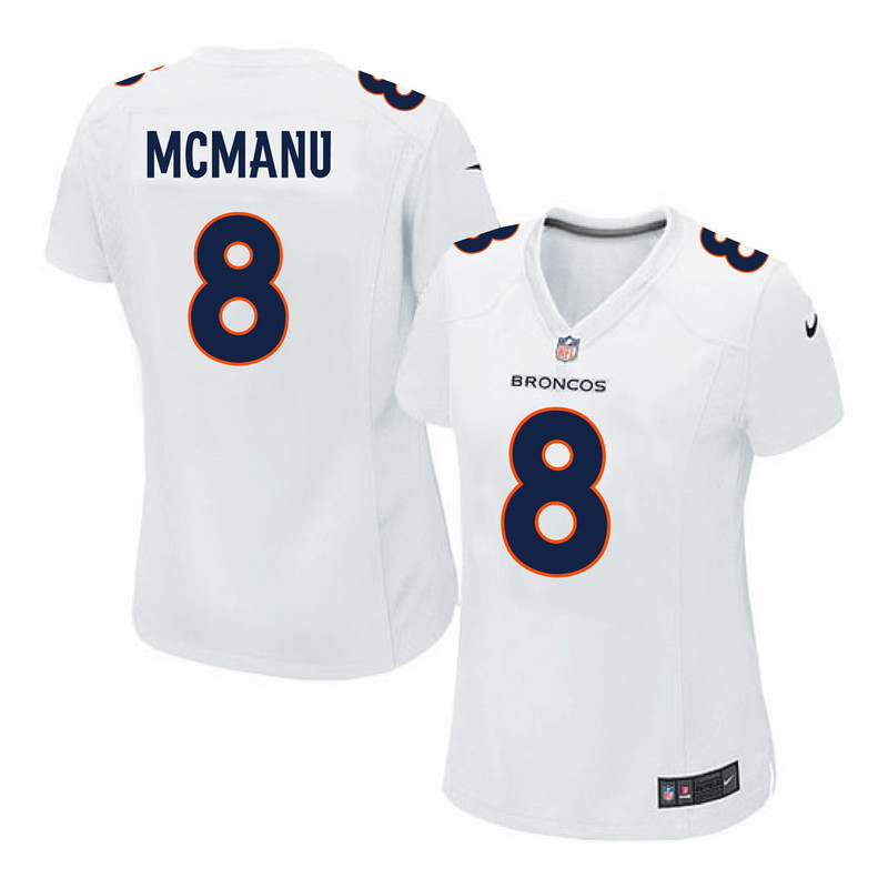 NFL Denver Broncos #8 Mcmanu White Women Jersey