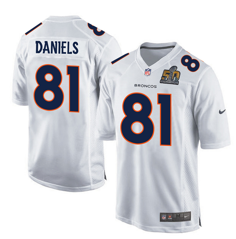 NFL Denver Broncos #81 Daniels White Jersey with Superbowl Patch