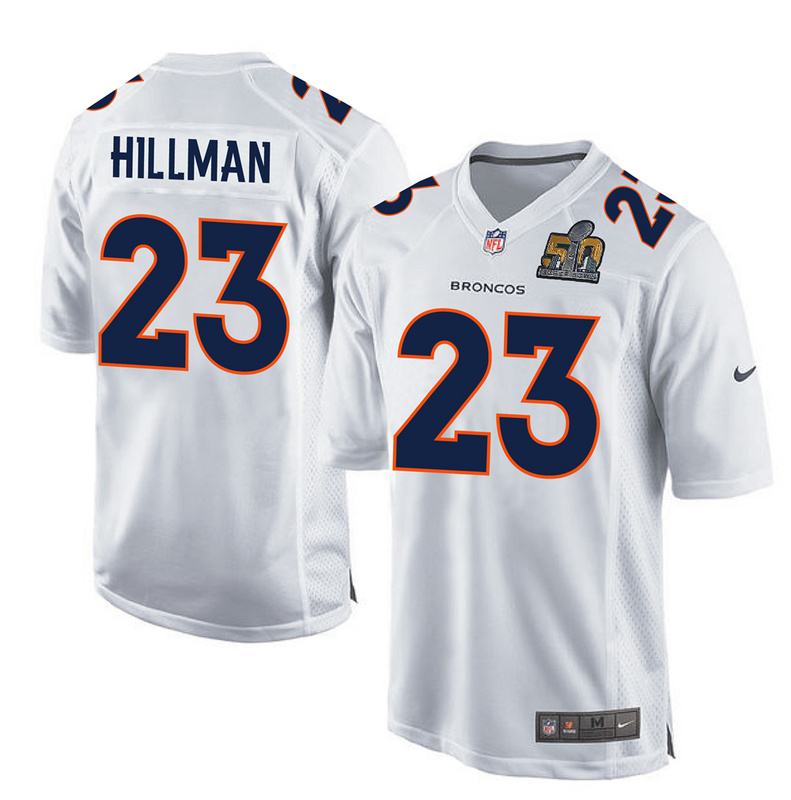 NFL Denver Broncos #23 Hillman White Jersey with Superbowl Patch