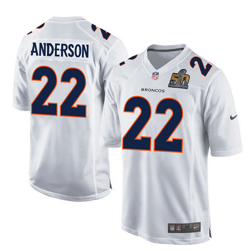 NFL Denver Broncos #22 Anderson White Jersey with Superbowl Patch