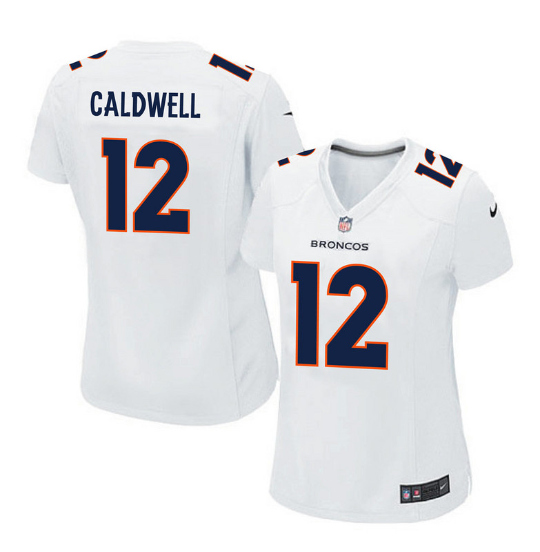 NFL Denver Broncos #12 Caldwell White Women Jersey