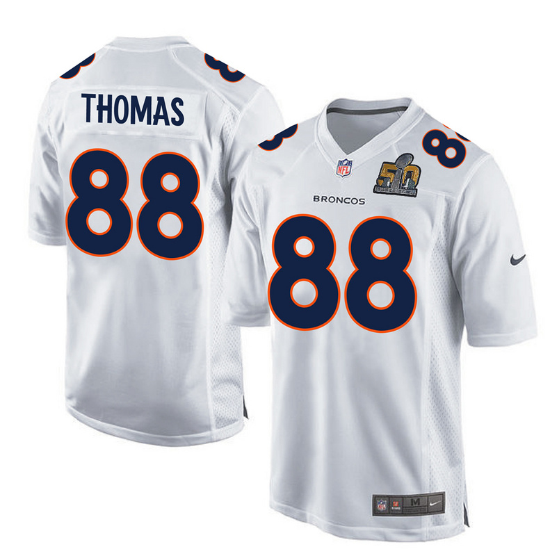 NFL Denver Broncos #88 Thomas White Jersey with Superbowl Patch